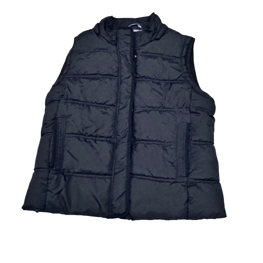 Aeropostale Puffer Vest Womens Large Black Sleeveless Quilted Zip Snap